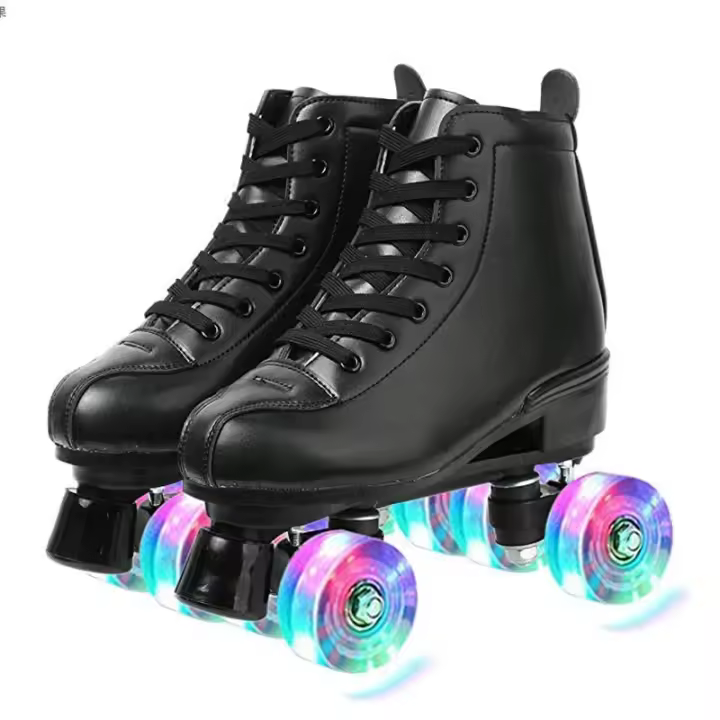 Patines para mujer y hombre, de caña alta, de piel sintética, clásicos, de doble fila, para interior y exterior, para adultos. - 1