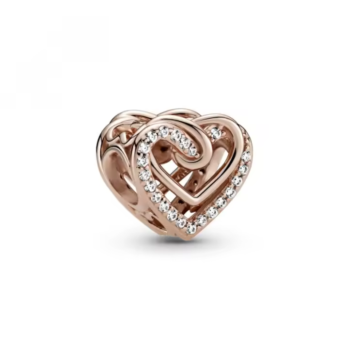 Charm Pandora Rosé Corazones Brillantes Entrelazados 789270C01 mujer - 1