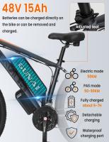 GUNAI GN29 Bicicleta Eléctrica, Neumáticos de 29*2.1 pulgadas, Motor de 750W, Velocidad Máxima de 50km/h, Batería de 15Ah, Alcance Máximo de 90km, Carga Máxima de 130kg, Frenos de Disco Dobles, Bicicleta de Montaña E-Bike - details 3