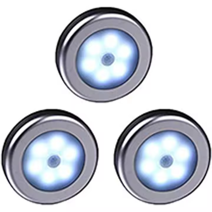 Luz LED inalámbrica con sensor de movimiento para gabinete, luz nocturna para colocar en cualquier lugar, para escaleras, pasillos, armarios, cocinas y dormitorios, paquete de 3 - 1