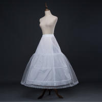 Falda Blanca Con 3 Aros Y Borde De Encaje Crinolina A-Line Para Vestido De Boda Adecuada Para Vestido De Baile Talla Única En Stock - details 0