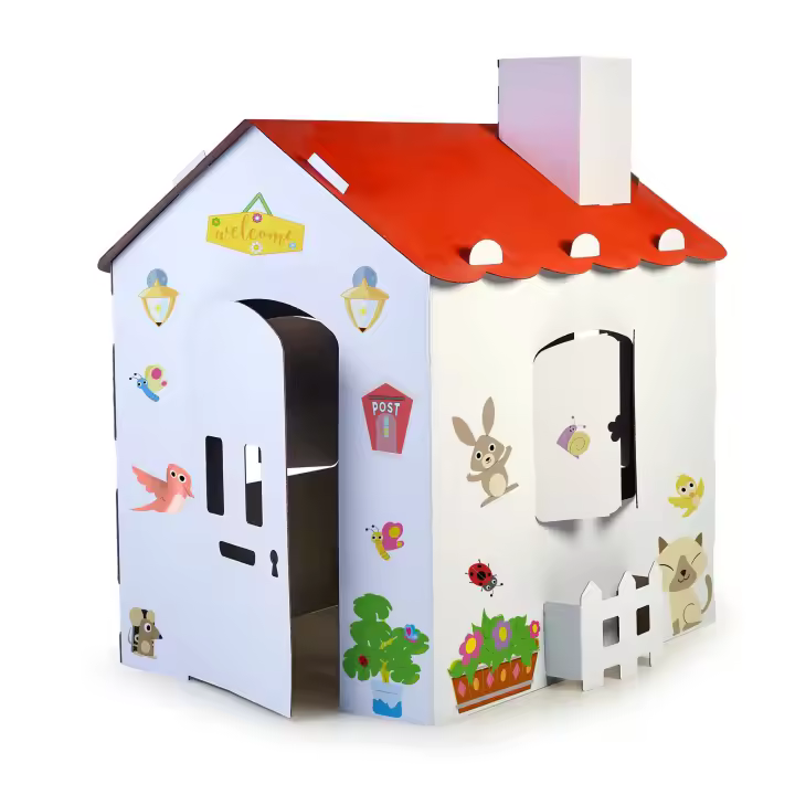 FEBER - Casa de Juegos Infantil de cartón, de tamaño Grande, para Pintar, Colorear y Jugar, con Pegatinas Divertidas, ecohouse, para niños Desde 3 años, Famosa (FEB06000) - 1