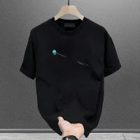 Camiseta De Manga Corta Para Hombre 100% Algodón Versátil Tendencia Verano 2025 High Street Americana Suelta Top Ins - details 1