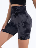 Shorts De Gimnasio Para Mujer Con Diseño De Tie Dye Y Cintura Elástica Ancha Sin Costuras De Alta Cintura Leggings De Deporte - details 9