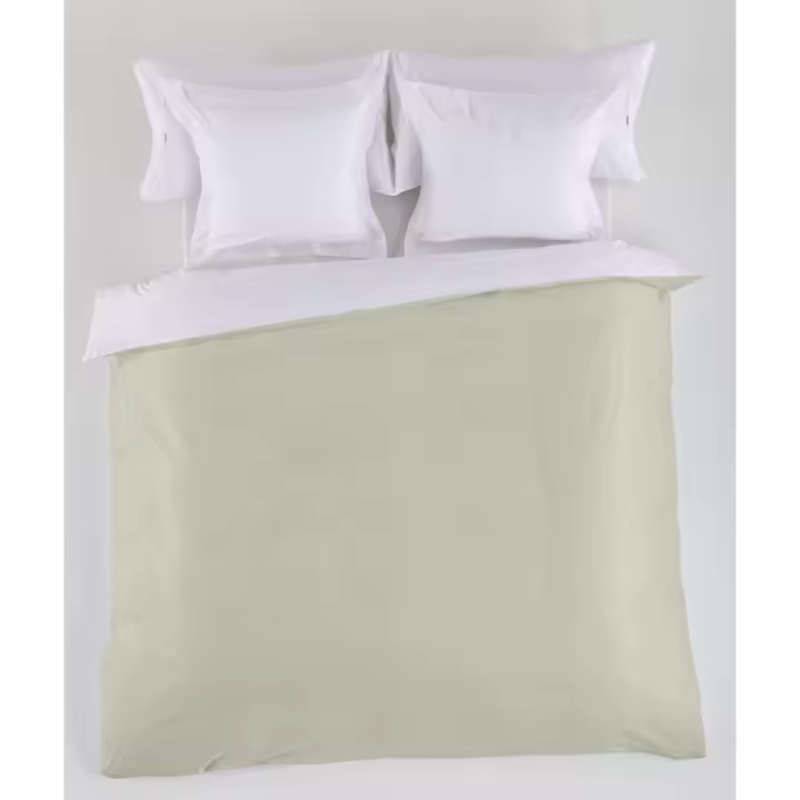 FUNDA NORDICA reversible blanco-piedra - Cama de 90 (1 pieza) - 50% algodón / 50% poliéster - 144 hilos. Gramage: 115 - Fijalo - 1
