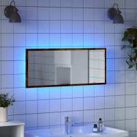 vidaXL Espejo de baño LED acrílico color 100x8,5x37 cm en color Roble Sonoma/Negro/Madera antigua y más | decorativo de pared para baño dormitorio recibidor moderno - details 4
