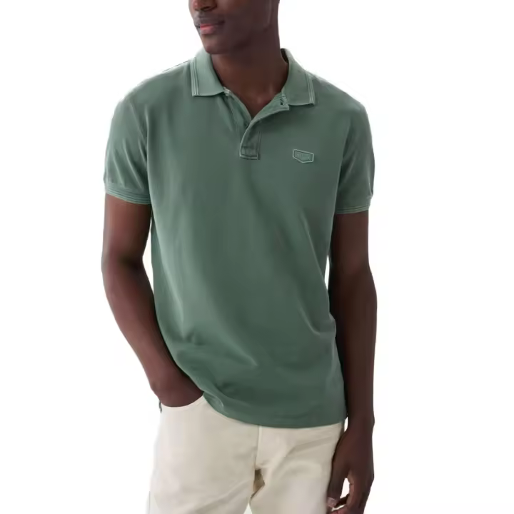 Polo Salsa Hombre Manga Corta Verde Menta Cuello Italiano - 1