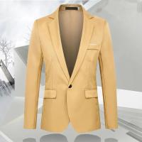 Traje De Otoño Para Hombre Moda Ajustado Con Cuello Redondo De Color Sólido Antirroto Casual Negocios Versátil Traje De Manga Larga - details 5