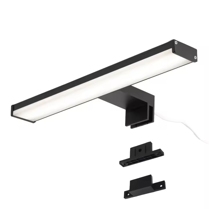 ALPINALUZ  Aplique de pared LED 8W 30 cm IP44 para baño, espejo y mueble,slim, aluminio cromado o negro con luz blanca neutra 4000K - 1