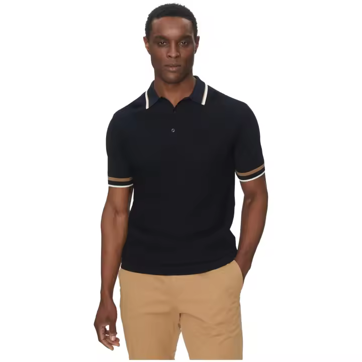 Polo KARL LAGERFELD de Punto con Delantero en Nido de Abeja  Color Marino - 1