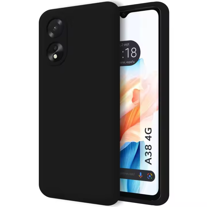 Funda Silicona Líquida Ultra Suave para Oppo A38 4G color Negra - 1