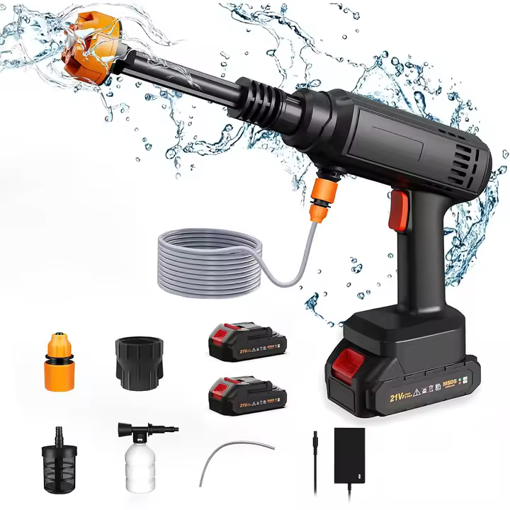 Lavadora a Presión 6 en 1 60Bar｜30000 RPM para Coche y Jardín｜Compatibilidad Batería Makita 18V｜Kit 6 Boquillas｜Portátil Sin Maletín｜✅Envío 0€ - 1