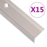 vidaXL Perfiles de peldaños forma de L 15 uds aluminio plata 90 cm en color Plateado/Marrón/champán - details 2