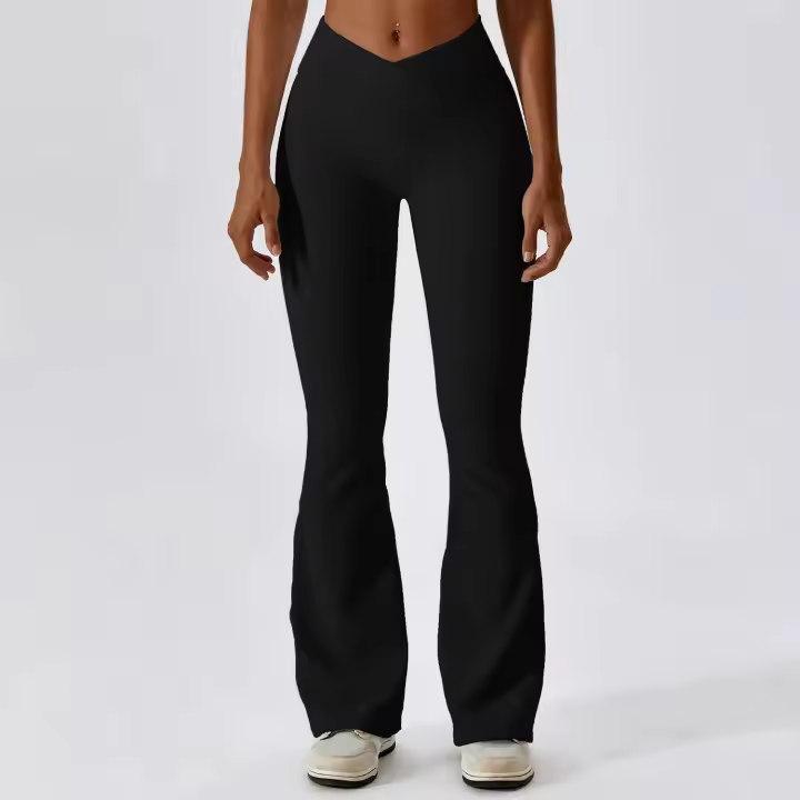 Mallas acampanadas de Belta Alta para Mujer, pantalones de Yoga, pierna Ancha, Gimnasio, entrenamiento, fitness, deportes, pantalones acampanados - 1