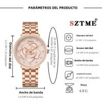 Reloj De Cuarzo Para Mujer Estilo Casual Y Moda Con Correa De Acero Y Flor Dorada Inlazada Con Diamantes Reloj De Pulsera De Lujo - details 3