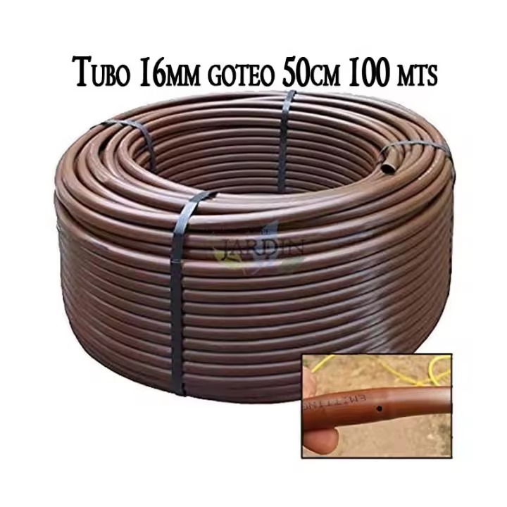 Suinga Tubería Agrícola 16mm Marrón con Goteros Turbulentos Cada 50cm - 100m - 1