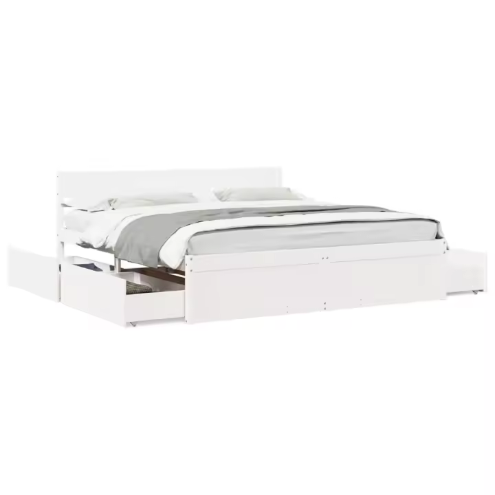 vidaXL Cama sin colchón madera maciza de pino blanca 180x200 cm - 1