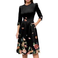 Vestido Para Mujer Traf 2024 De Manga 3/4 Casual Y Elegante Con Bolsillo Y Cierre Trasero Vestido Femenino De Organza Mid-calf Para Todas Las Temporadas - details 3