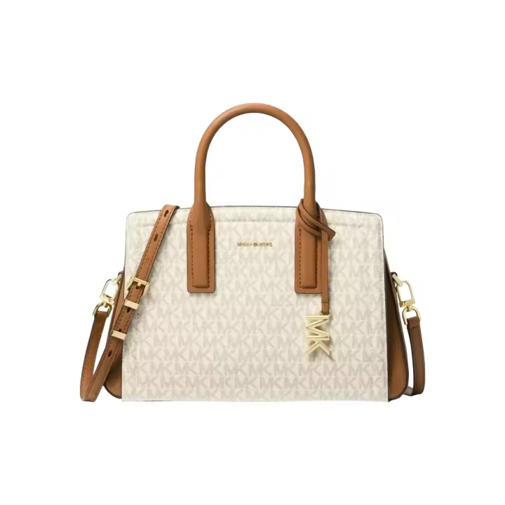 Bolso MICHAEL KORS Laila Satchel Pequeño con Estampado Monogram Color Vainilla - 1