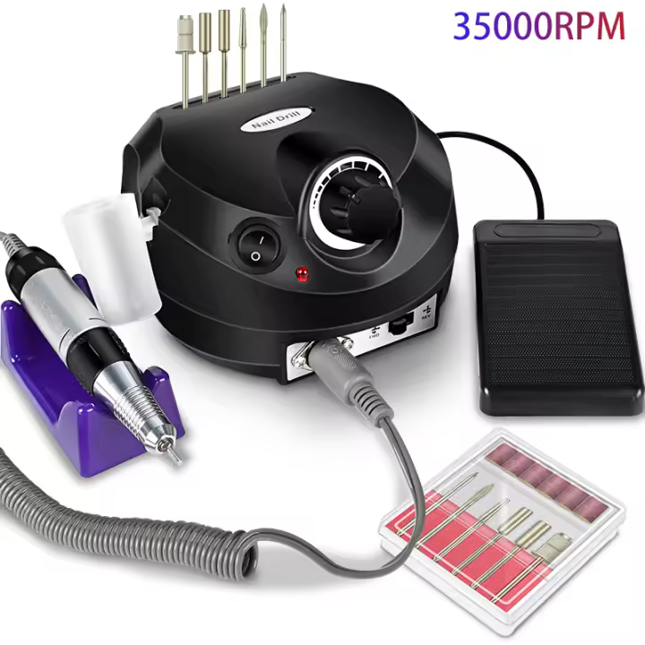 Set De Manicura Eléctrica Profesional 35000RPM Máquina De Taladro Para Uñas Con Polirreparador Portátil Para Salón De Belleza - 1