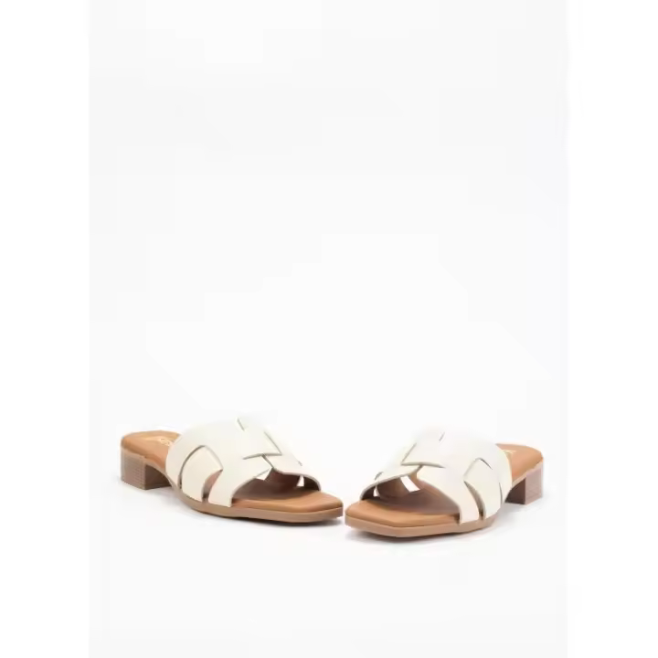 Sandalia de Piel con Tacón para Mujer en Color Hielo - 1