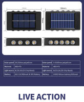 Lámpara Solar De Pared 4/6/8/10 LEDs Para Jardín Y Paisaje Exterior Luz Decorativa De Calle Impermeable Iluminación Dual - details 6