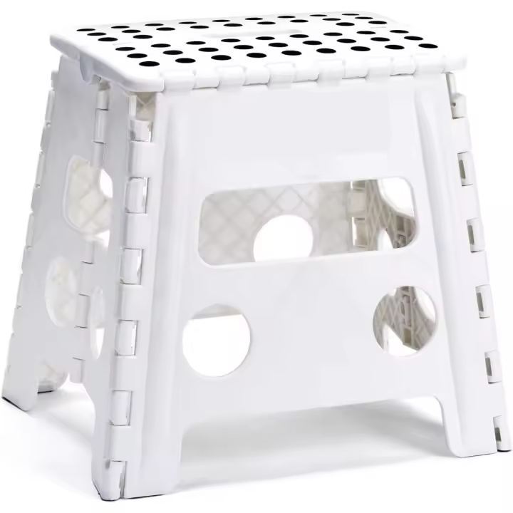 Taburete Plegable de Plástico | 22cm y 32cm | Blanco o Rojo | Compacto y Resistente - 1