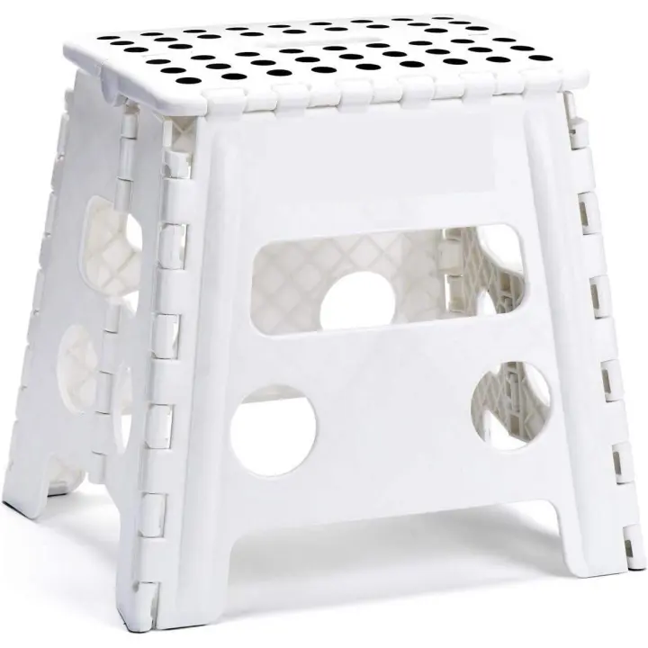 Taburete Plegable de Plástico | 22cm y 32cm | Blanco o Rojo | Compacto y Resistente - 1