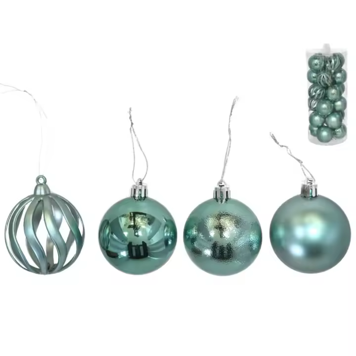 Gerimport Set de 24 bolas de Navidad verdes de 6 cm (4STD) - 1