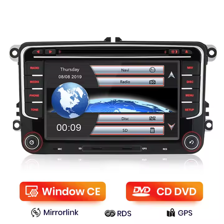 AWESAFE inalámbrico CarPlay Android Auto Radio para VW, POLO, GOLF, PASSAT B7, Skoda, Seat coche reproductor multimedia GPS 2 din autoradio volante controles RDS Bluetooth - 1