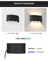 Lámpara De Pared LED 6W Impermeable Para Exterior Y Interior Iluminación Moderna Para Jardín Valla Dormitorio Sala De Estar Escaleras - details 2