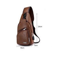 Bolsa De Pecho Multifuncional Para Hombre 1 Pieza Con Agujero Para Auriculares Y USB Cierre De Cremallera Material PU Suave - details 2