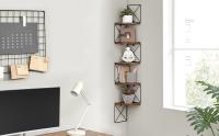 VASAGLE Estantería de Pared de Esquina con 5 Estantes, Librería de Esquina, Montaje Fácil, para Dormitorio, Sala de Estar, Baño, Cocina Estudio, Marrón Rústico y Negro - details 1
