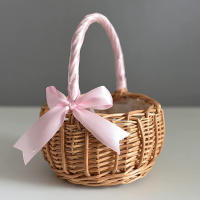 Cesta De Paja Tejida Con Flores Para Almacenamiento Cesta De Novia De Flores Hecha a Mano Para Decoración De Hogar Y Bodas - details 9