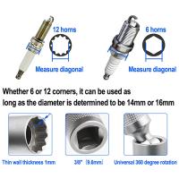 Adaptador De Llave De Encendido Spark Plug Set Universal Con Mango Flexible Magnético Y Pared Delgada 3/8" Herramienta De Reparación De Coche 14mm 16mm - details 1