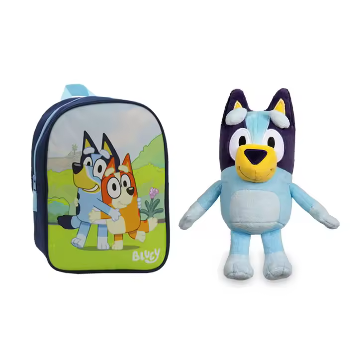 SET MOCHILA 31CM CON PELUCHE DE BLUEY 18CM - 1
