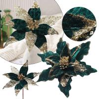 Adorno De Navidad Flor De Oro Y Verde Para Árbol De Navidad Decoración De Casa Fiesta De Año Nuevo Regalo De Navidad Flores Artificiales - details 4