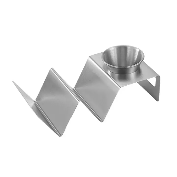 Soporte Para Tacos Leeseph En Acero Inoxidable Placa De Taco Con Vaso De Condimentos Para Fiesta En Casa Restaurante - 1