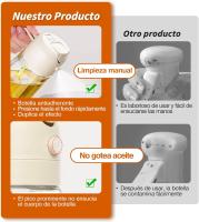 Pulverizador de Aceite para Cocinar, Botella Dispensadora de Aceite de Oliva 2 en 1 Para Cocina, Botella de Aceite de Vidrio de 17 oz/450ml para Freidora de Aire, Barbacoa (Blanco Cremoso) - details 4