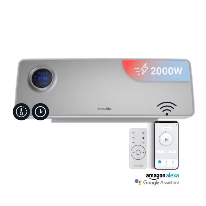UNIVERSALBLUE MELIDE 4020X Split de Baño con WIFI y Potente Resistencia Interior - Diseño Futurista en Color Plata - 1