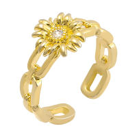 Encanto Anillo de lazo para mujer, estilo elegante, chapado en cobre de 14 quilates, con flor. - details 42