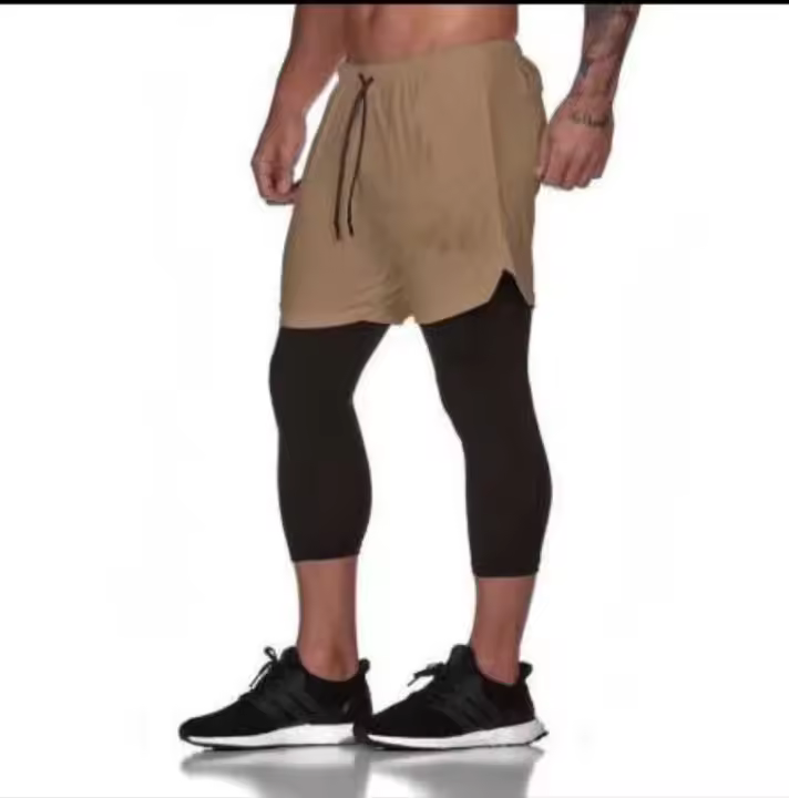 Shorts Deportivos De Malla Para Hombres 2024 Nuevos Pantalones De Fitness Transpirables Secado Rápido De Dos Capas Running Casual De Verano - 1