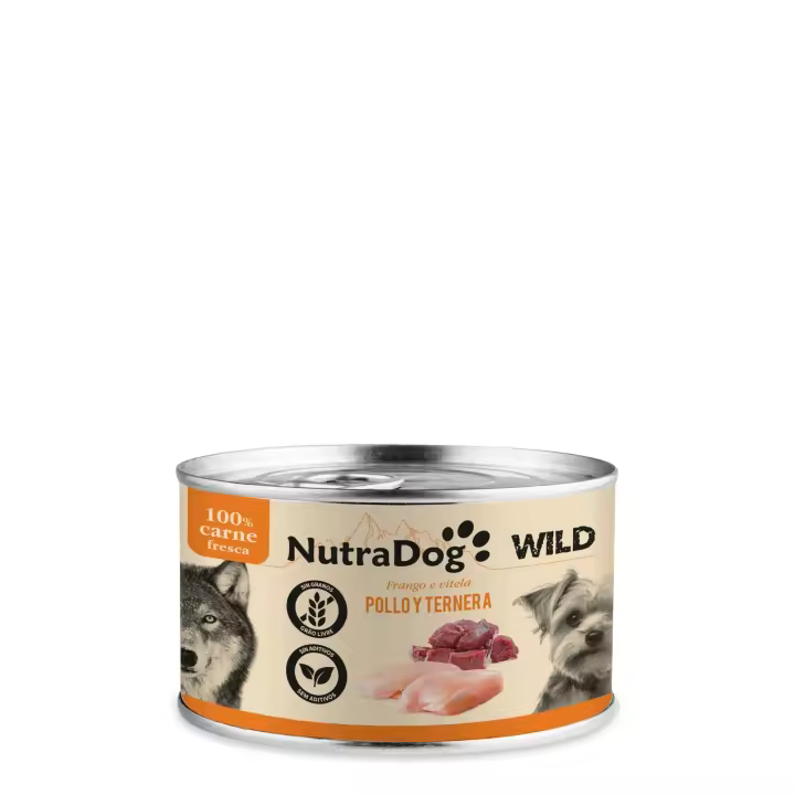 Lata de pollo y ternera para perros NutraDog WILD 200g 15 LATAS - 1