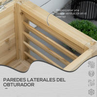 Outsunny Arcón de Jardín Exterior Carga 155L Baúl de Almacenaje Exterior de Madera con Tapa de Metal Galvanizado y Diseño con Listones para Jardín Terraza Balcón 110x50x50 cm Natural - details 3