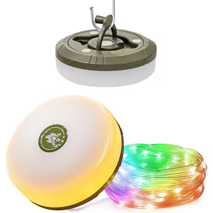 Cadena de Luz de camping, 3 en 1 Luz de camping recargable (29.5Ft), Luces RGB portátiles de Cadena al Aire Libre, Luces de hadas De Tienda dureras, Modos múltiples - 1