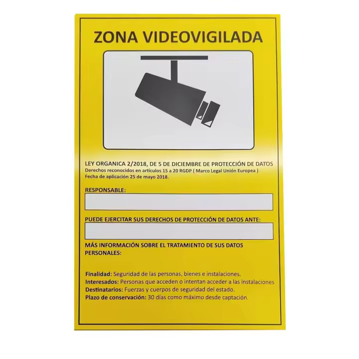 DIYTECH Cartel SEGURIDAD Zona Videovigilada A4 PVC Espumado, Homologado - 1