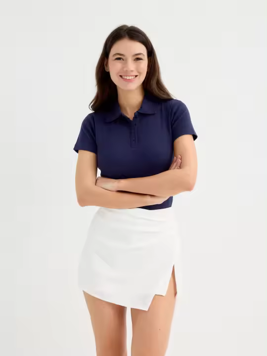 Falda pantalón mini de tiro alto con nudo en el lateral y cintura elástica INSIDE - 1