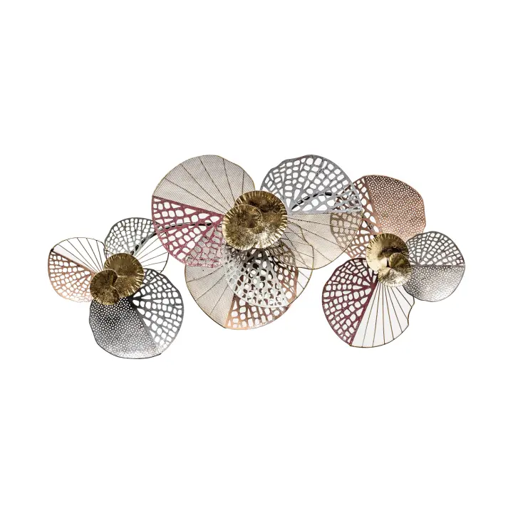 DECORACIÓN PARED COMPOSICIÓN EN METAL DE 92X45CM - Flores Elegantes y Atrevidas - 1