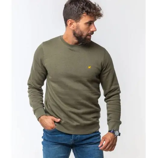 Sudadera Orgánica Logo Básico Verde Khaki - Williot - Sweater Logo Color Verde Caqui - 1