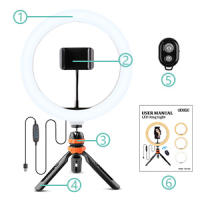 Anillo de Luz LED, 25cm diametro, WOWGO 10'' Aro con Trípode, 3 Colores 11 Brillos Bluetooth Control Remoto, Soporte Giratorio  eléfono Selfie, Maquillaje, Youtube, TIK Tok Live - details 7